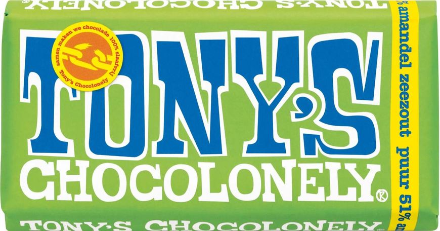 Шоколад Tony's Chocolonely Dark Almond Sea Salt Chocolate Bar 180g 5458 фото