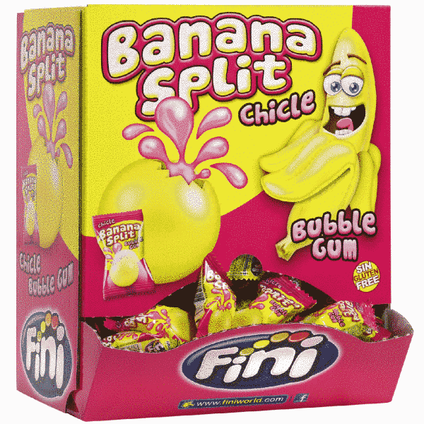 Блок жуйок Fini Banana Split Bubble Gum 200 шт 1283 фото