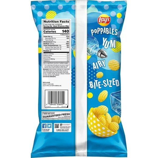 Снеки Lay's Poppables Potato Snacks Sea Salt & Vinegar Flavored 141.7g 5277 фото