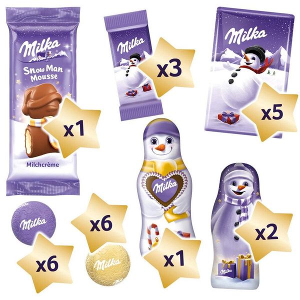 Адвент календар Milka Advent Snow Mix Великий Сніговик 236 г 1534 фото