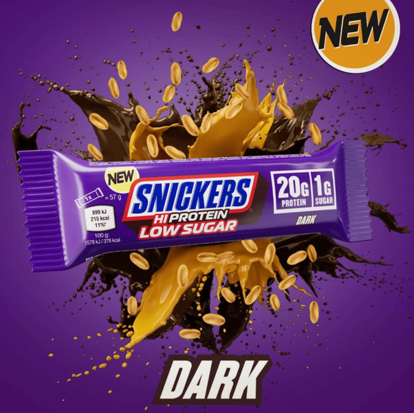 Шоколадный батончик Snickers Hi Protein Low Sugar Dark Chocolate Bar 57г 10341 фото