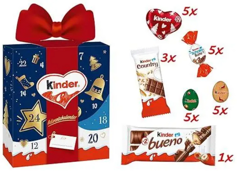 Рождественский адвент-календарь Kinder Mix Gift 214 г 7474 фото