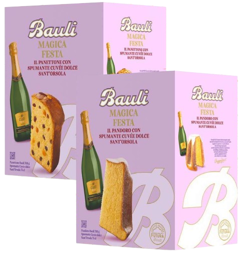 Рождественский подарочный набор Bauli Strenna Magica Festa 2 элемента Игристое вино и Панеттоне с изюмом 7629 фото