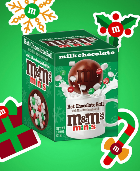 Шоколадная бомбочка с драже и мини-маршмеллоу M&M's Minis Milk Chocolate Hot Chocolate Ball 31г 9706 фото