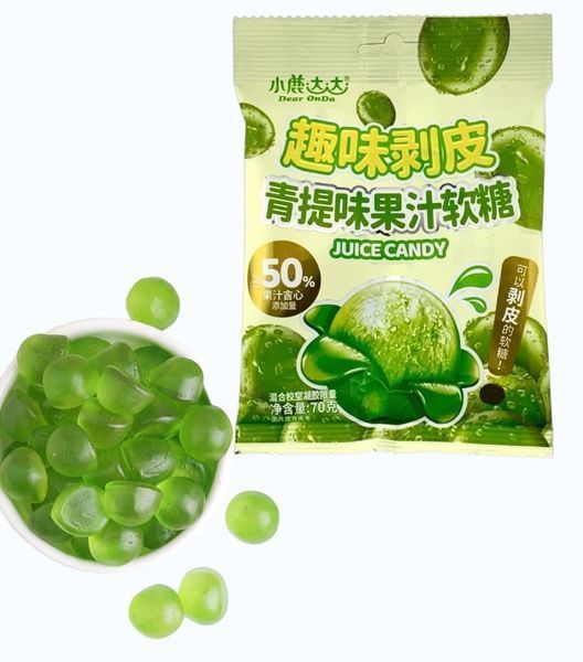 Желейні цукерки Deer Dada Peeling Juice Candy Green Grape 70г 10494 фото