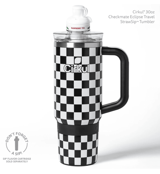 Термокружка с ручкой Cirkul All-Day StrawSip Black Checkmate из нержавеющей стали 887 мл 9901 фото