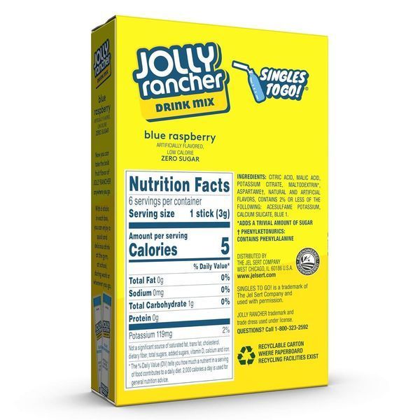 Порошковый напиток Jolly Rancher Water Drink Mix Blue Raspberry 6 стиков 6681 фото