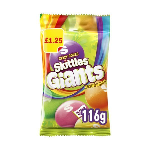 Драже Skittles Giants Vegan Chewy Sour Sweets, 116г 6324 фото