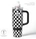 Термокружка с ручкой Cirkul All-Day StrawSip Black Checkmate из нержавеющей стали 887 мл 9901 фото 4