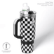 Термокружка с ручкой Cirkul All-Day StrawSip Black Checkmate из нержавеющей стали 887 мл 9901 фото 6