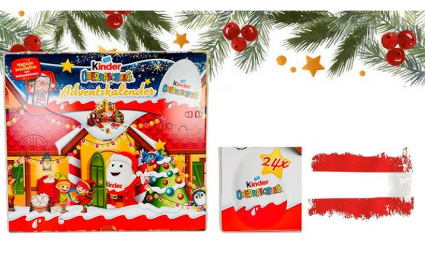 Різдвяний адвент календар з шоколадними яйцями Kinder Uberraschung Advent Calendar 24 х 20г 7679 фото