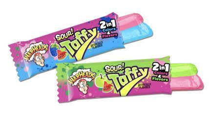 Жувальна цукерка WarHeads Sour Taffy Bar 2в1 Watermelon Аpple 42г 6786 фото
