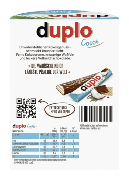 Батончики Ferrero Duplo Cocos 10шт, 182г 9165 фото