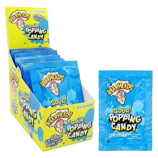 Кислые шипучие конфеты Warheads Sour Popping Candy Blue Raspberry Pouch 9г 7878 фото