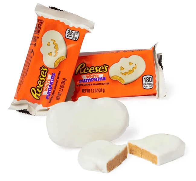 Шоколадные конфеты Reese's Halloween White Creme Peanut Butter Pumpkin Candy Pack 6шт x 34г 9366 фото