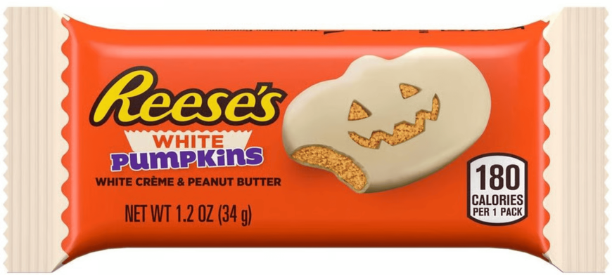 Шоколадные конфеты Reese's Halloween White Creme Peanut Butter Pumpkin Candy Pack 6шт x 34г 9366 фото