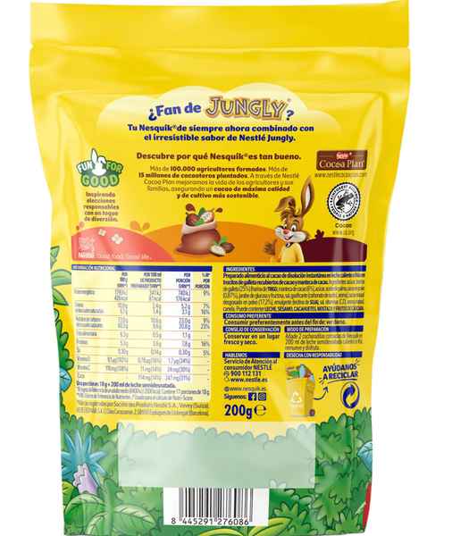 Какао Nestle Nesquik Jungly Cacao с кусочками печенья 200г 9267 фото