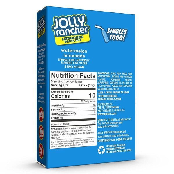 Порошковый напиток Jolly Rancher Water Drink Mix Watermelon Lemonade 20.2г 6683 фото