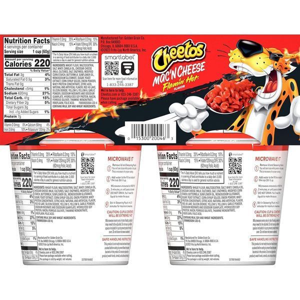 Макарони Cheetos Mac'N Cheese Pasta Flamin' Hot Flavor 4шт, 240г 10849 фото