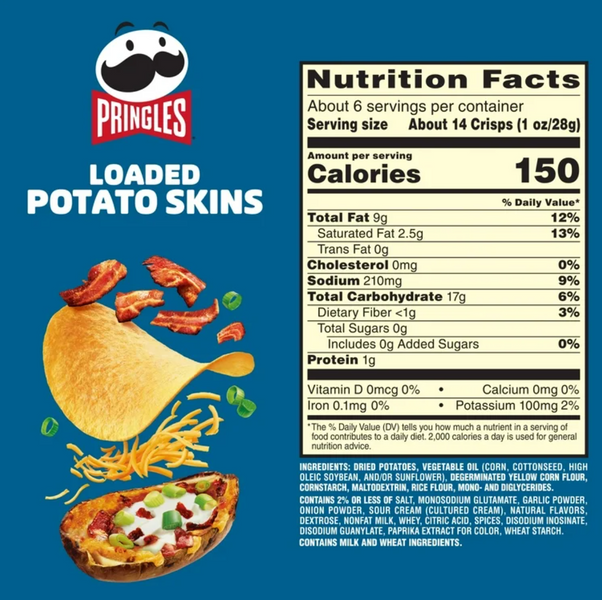 Чіпси Pringles Loaded Potato Skins Potato Crisps Chips 158г 8649 фото