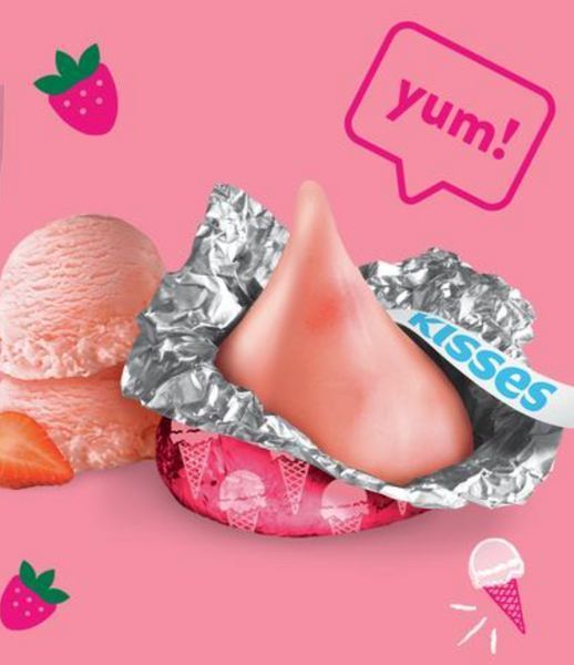 Шоколадные конфеты Hershey's Kisses Strawberry Ice Cream Cone Flavored Candy Bag 118 г 7351 фото