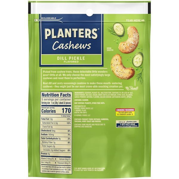 Кеш'ю Planters Whole Cashews Dill Pickle 142г 11000 фото