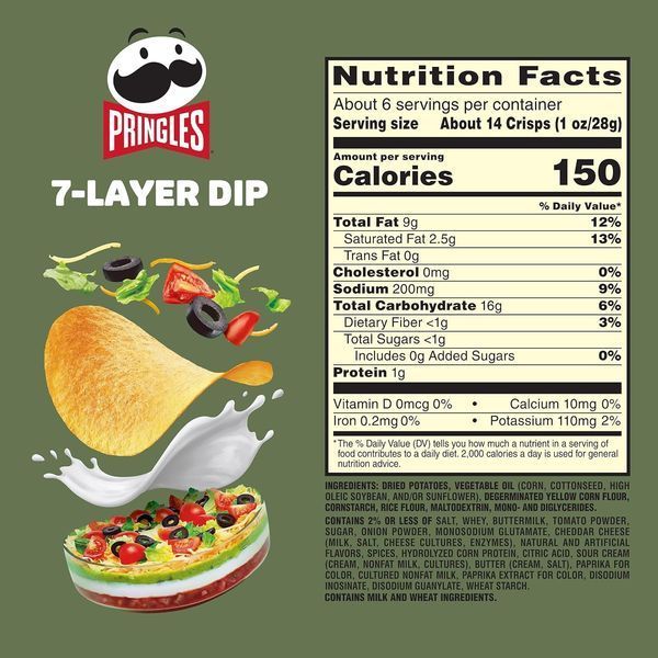 Чипсы Pringles 7-Layer Dip Potato Crisps Chips 158г 8650 фото