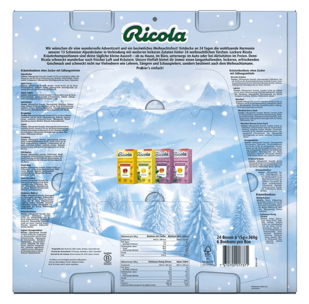 Адвент календарь с леденцами Ricola Advent Calendar 1шт, 360г 9955 фото