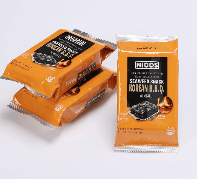 Чипсы из морских водорослей Nicos Seaweed Snack Korean BBQ 4г 9018 фото
