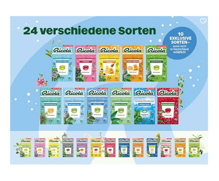 Адвент календарь с леденцами Ricola Advent Calendar 1шт, 360г 9955 фото