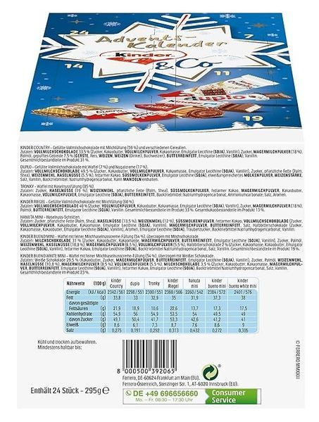 Адвент календар Kinder & Ferrero Selection Adventskalender 295g 5831 фото