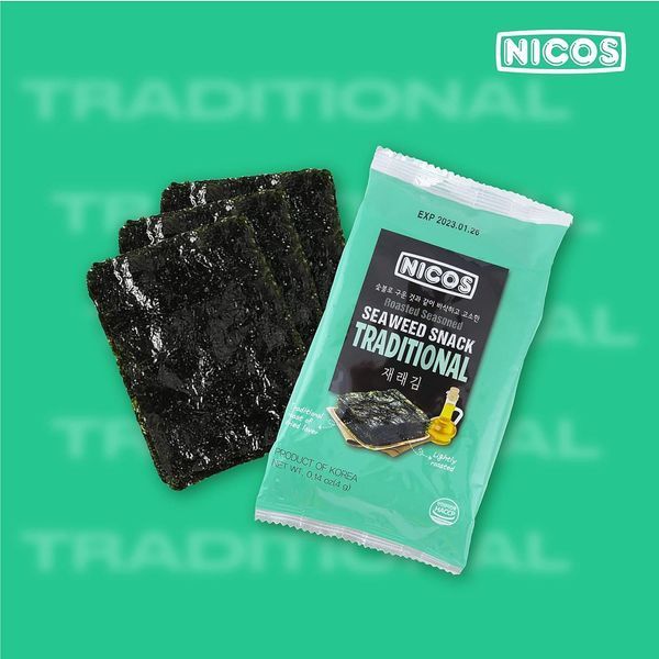 Чіпси з морських водоростей Nicos Seaweed Snack Traditional Flavor 4г 9019 фото