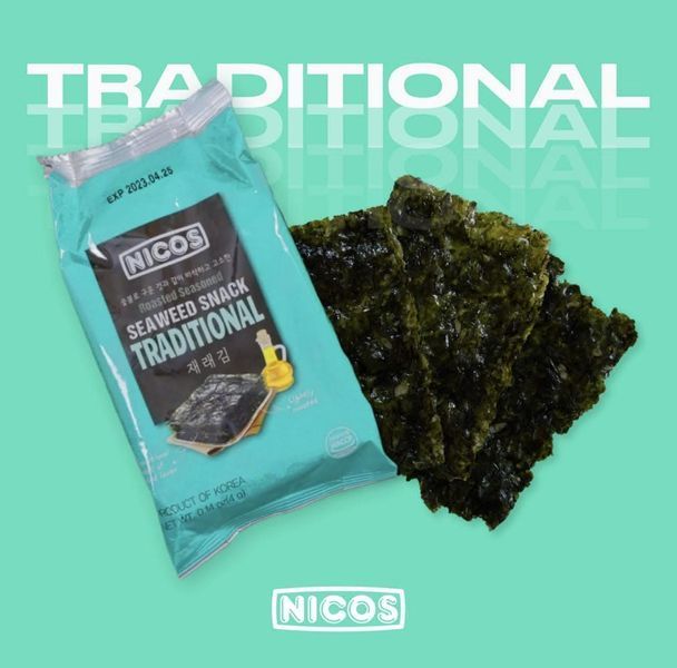 Чіпси з морських водоростей Nicos Seaweed Snack Traditional Flavor 4г 9019 фото
