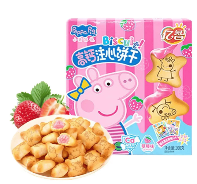 Печиво з кальцієм Yizhi Biscuit Peppa Pig Strawberry 160г 10952 фото