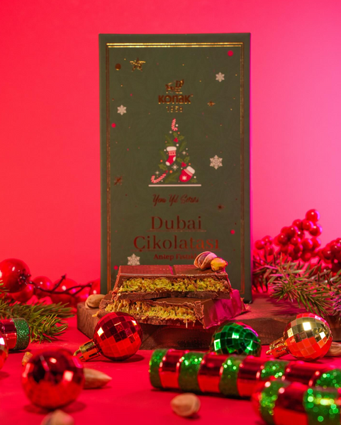 Новогодний дубайский шоколад с фисташками Konak Antep Fıstıklı Dubai &Ccedil;ikolatası 200г 7835 фото