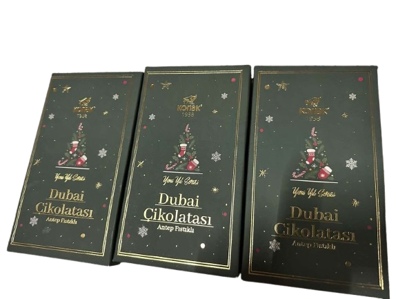 Новогодний дубайский шоколад с фисташками Konak Antep Fıstıklı Dubai &Ccedil;ikolatası 200г 7835 фото