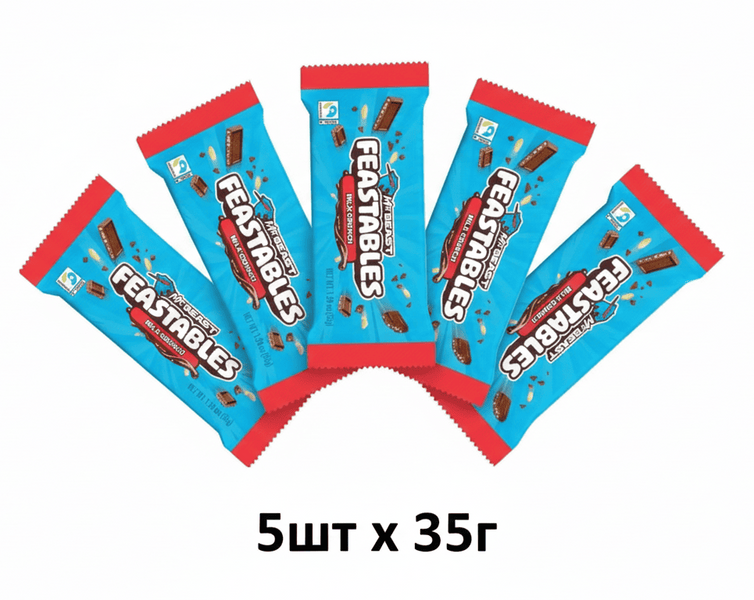 Шоколад Feastables Mr. Beast Milk Crunch 5шт x 35г 9957 фото