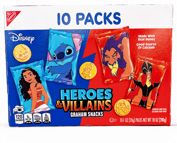 Печенье Nabisco Disney Heroes and Villains Graham Snacks Variety Pack 10шт, 280г 11424 фото