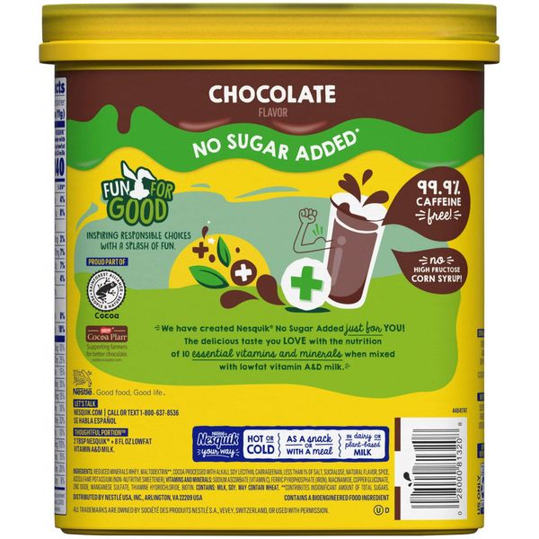 Какао порошок напиток Nestle Nesquik No Sugar Added 453.5 g 4996 фото