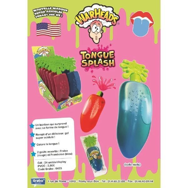 Рідка цукерка Warheads Tongue Splash Super Acidic зі смаком полуниці 20г 7098 фото