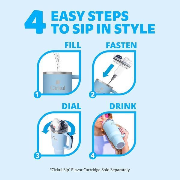 Термокружка с ручкой Cirkul All-Day StrawSip из нержавеющей стали Голубая 1183 мл 7355 фото