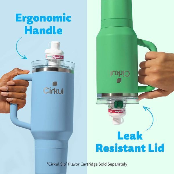 Термокружка с ручкой Cirkul All-Day StrawSip из нержавеющей стали Голубая 1183 мл 7355 фото