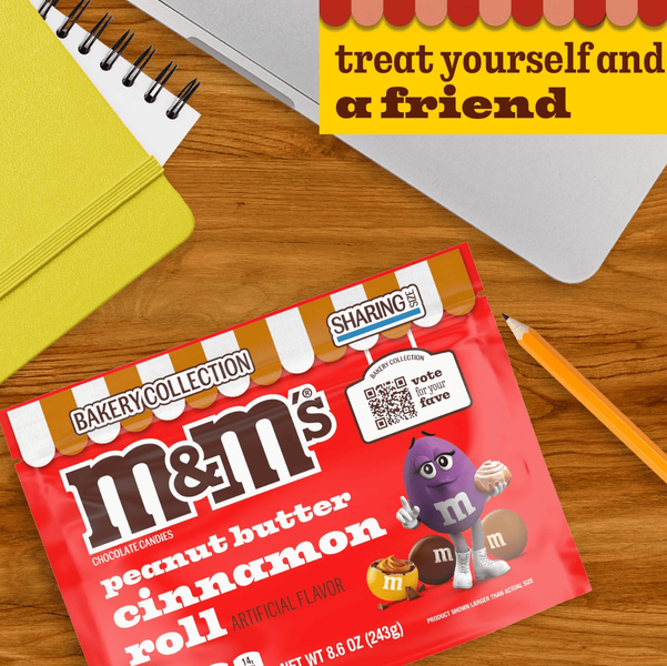 Драже M&M's Peanut Butter Cinnamon Roll Chocolate Candy 243г 10801 фото