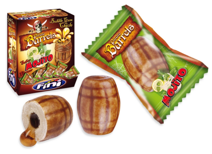 Блок жвачек Fini Pirate Barrels Mojito Gum 200шт 8405 фото