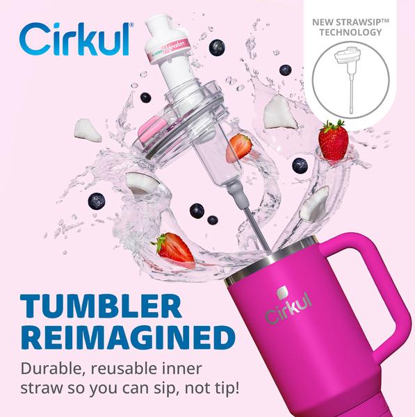 Термокружка с ручкой Cirkul All-Day StrawSip из нержавеющей стали Малиновая 1183 мл 7588 фото