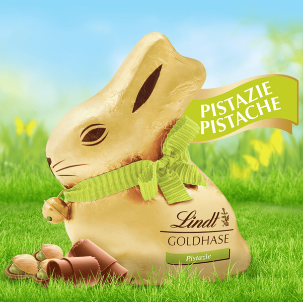 Шоколадний кролик Lindt Gold Rabbit Goldhase Pistazie 100г 10702 фото