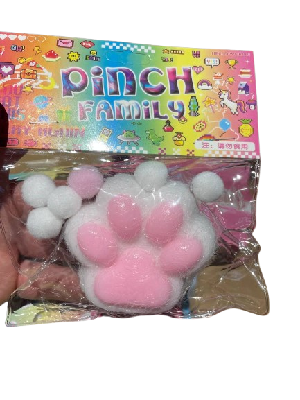 Игрушка-антистресс Таба Лапка Pinch Family Сквиш Лапка Котика бело-розовая с ворсом 7739 фото