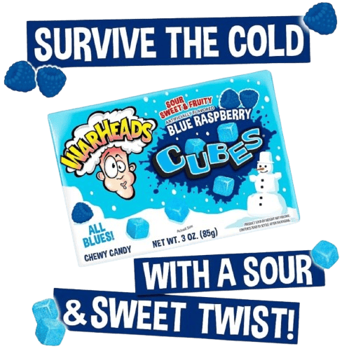 Кислі цукерки Warheads Cubes Blue Raspberry Sour 85г 9713 фото