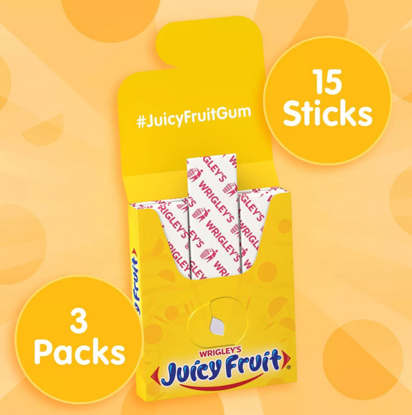 Жевательная резинка Wrigley's Juicy Fruit Fruit Flavoured Chewing Gum 3 пачки по 15 стиков 7975 фото