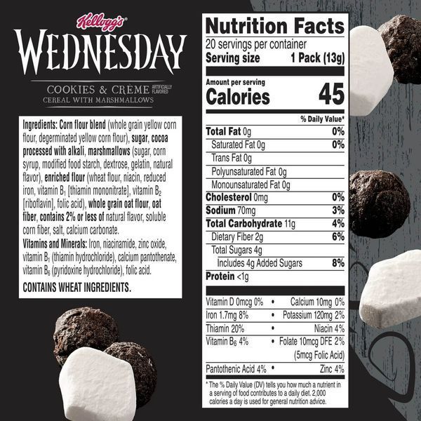 Сухой завтрак Kellogg's Wednesday Cereal Pouches Cookies & Creme with Marshmallows 13г 11868 фото